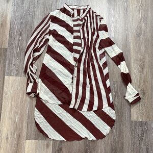 Chloe Silk Striped Button-Up Shirt